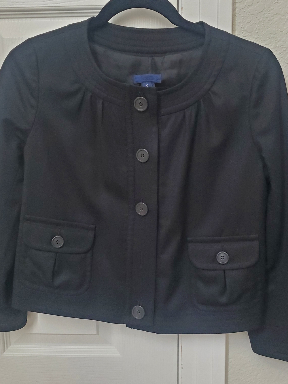 J. Crew Black Cropped Button-Front Blazer
